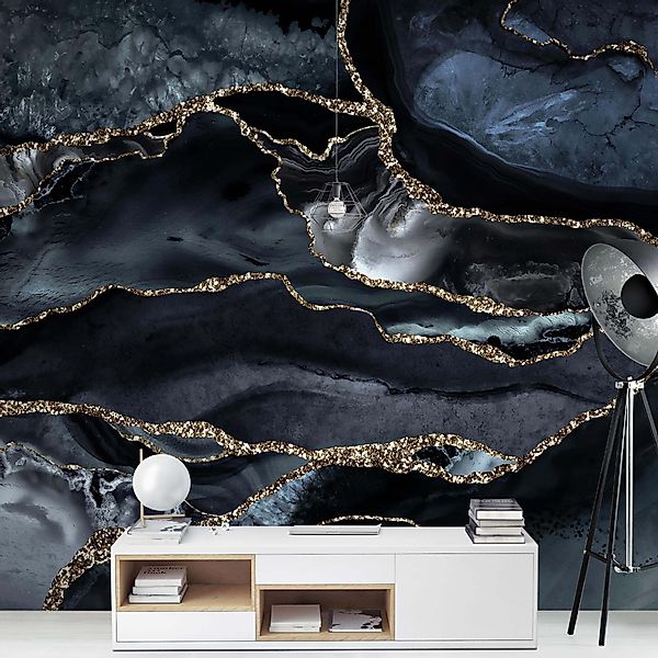 Bilderdepot24 Vliestapete Abstrakt Schwarz Glitzer Gold Tapete Wanddeko Mod günstig online kaufen