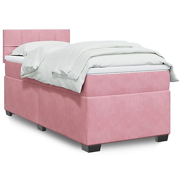 vidaXL Boxspringbett, Boxspringbett mit Matratze Rosa 80x200 cm Samt günstig online kaufen