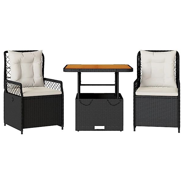 vidaXL 3-Tlg Garten-Essgruppe mit Kissen Schwarz Poly Rattan 3262910 günstig online kaufen