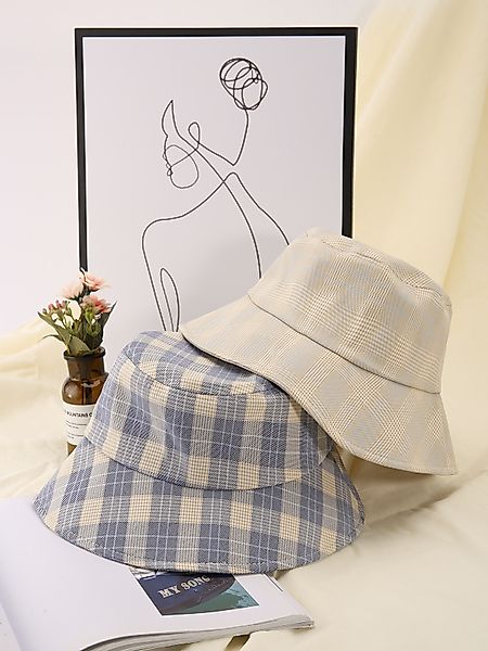 1pc Plaid Bucket Hut günstig online kaufen