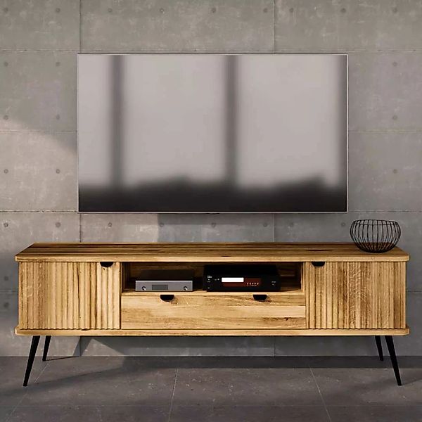 TV Möbel Wildeiche modern mit Metallgestell 180 cm breit günstig online kaufen
