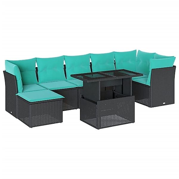 vidaXL 8-Tlg Gartensofa-Set mit Kissen Schwarz Polyrattan 3266747 günstig online kaufen