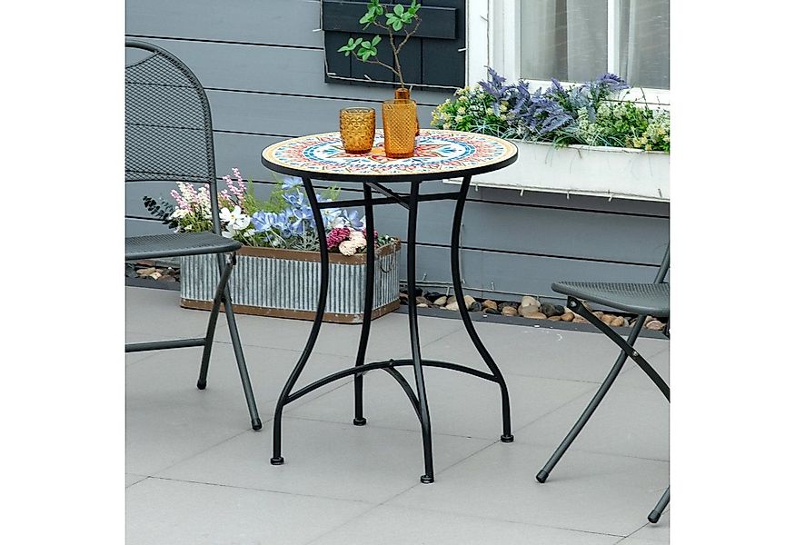 Outsunny Beistelltisch Beistelltisch mit Mosaikplatte (Bistrotisch, 1-St., günstig online kaufen
