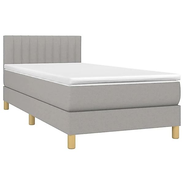 vidaXL Boxspringbett mit Matratze & LED Hellgrau 90x200 cm Stoff 3133845 günstig online kaufen
