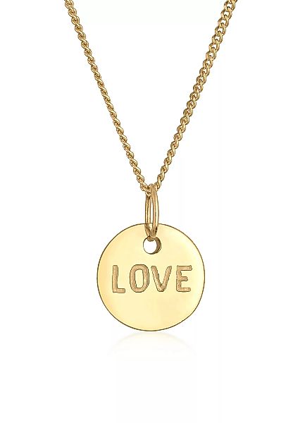Elli Premium Kette mit Anhänger "Love-Schriftzug Liebe Wording 585 Gelbgold günstig online kaufen
