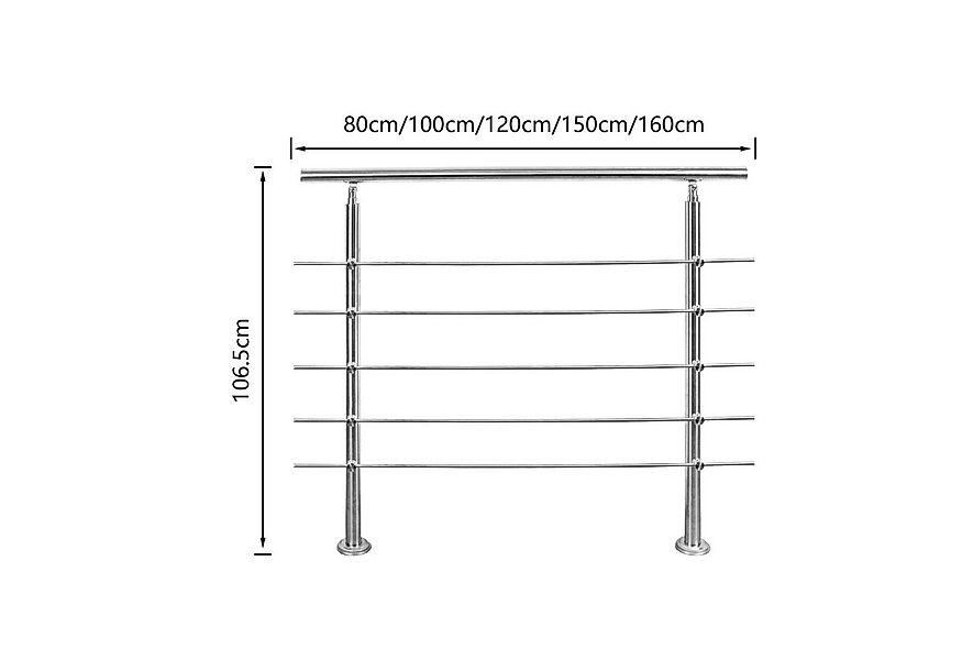 Clanmacy Treppengeländer Geländer Edelstahl Handlauf 80-160cm 0-5 Querstreb günstig online kaufen