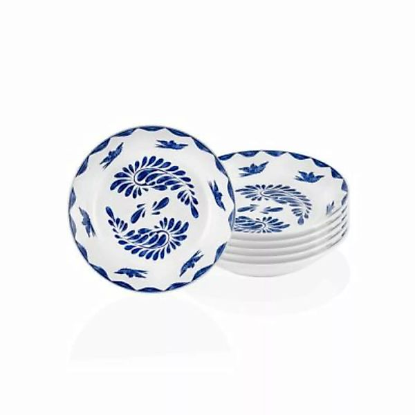 THE MIA Keramik Tellerset 6 tlg. Ø 20 cm Azur Serie blau günstig online kaufen
