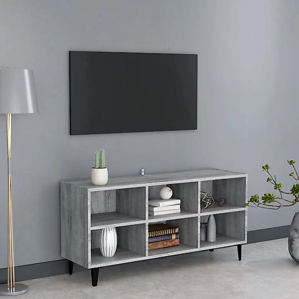 Vidaxl Tv-schrank Mit Metallbeinen Grau Sonoma 103,5x30x50 Cm günstig online kaufen