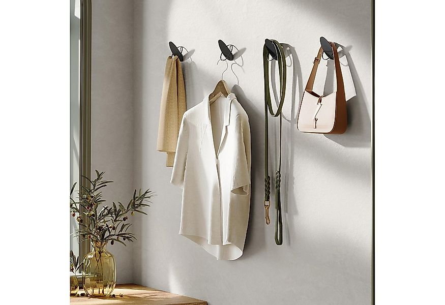 VASAGLE Garderobenpaneel, 4er Set, Kleiderhaken, Wand, Mäntel, Ei-Form Desi günstig online kaufen