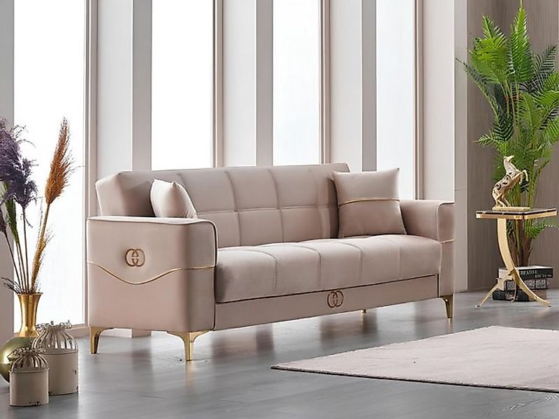 JVmoebel Sofa Dreisitzer Polstersofa Stoffsofa Couch 3 Sitzer Sofa Beige De günstig online kaufen