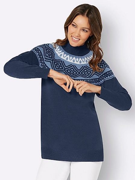 Sieh an! Strickpullover Longpullover Langarm Jacquard, Jersey günstig online kaufen