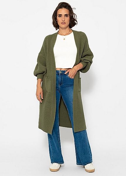 SASSYCLASSY Cardigan Oversize Strickjacke Damen lang mit Taschen Winter Max günstig online kaufen