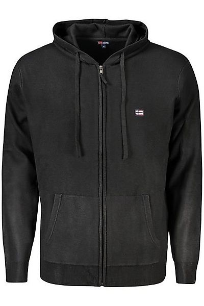NORWAY 1963 Strickpullover Herren-Cardigan mit Kapuze & Stickerei – Schwarz günstig online kaufen