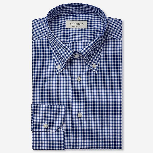 Hemd  karos gingham  marineblau baumwolle zefir, kragenform  button-down-kr günstig online kaufen