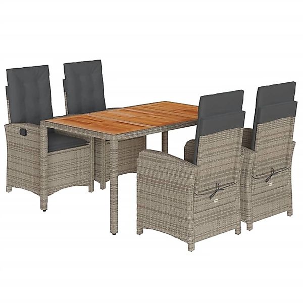 vidaXL 5-Tlg Garten-Essgruppe mit Kissen Grau Poly Rattan 3212242 günstig online kaufen
