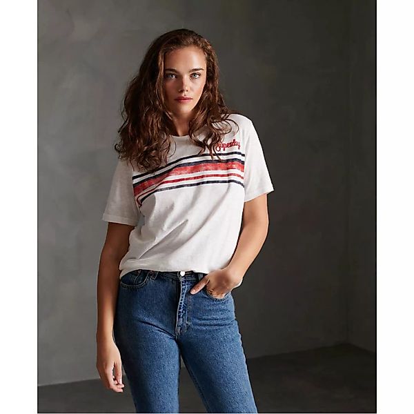 Superdry Retro Stripe Kurzarm T-shirt M Chalk White günstig online kaufen