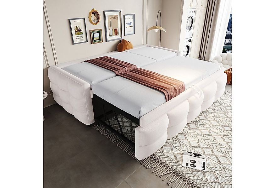 Flieks Daybett, Daybett Schlafsofa mit Ausziehbett 90/180x190cm Teddy-Samt günstig online kaufen