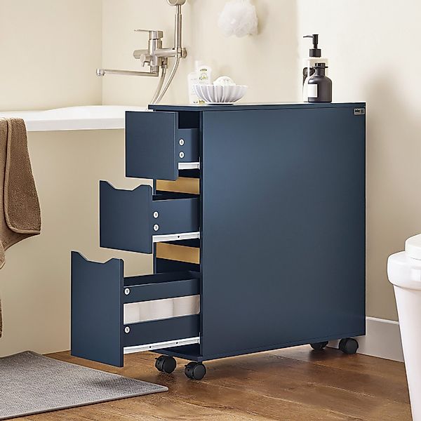 SoBuy Nischenregal mit 3 Schubladen Nischenwagen Schmales Regal Grau BZR191 günstig online kaufen