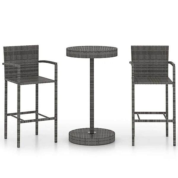 vidaXL 3-tlg Gartenbar-Set Poly Rattan Grau Modell 1 günstig online kaufen