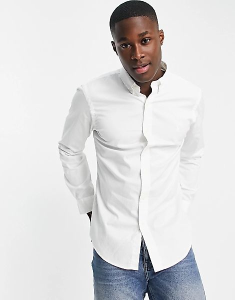 Polo Ralph Lauren – Hemd aus Twill in Weiß mit schmalem Schnitt und Logosym günstig online kaufen