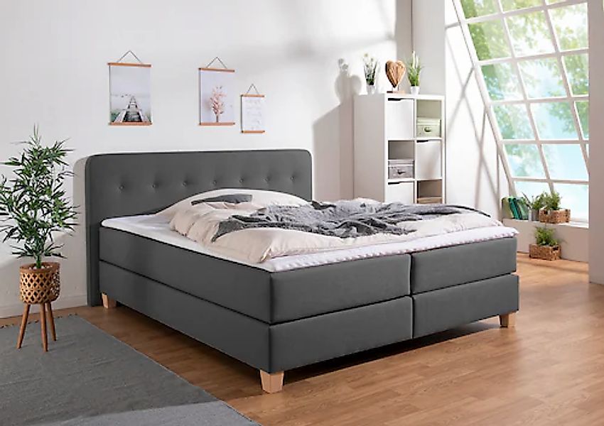 Home affaire Boxspringbett "Fargo", inkl. Topper, in 3 Matratzenarten, in S günstig online kaufen