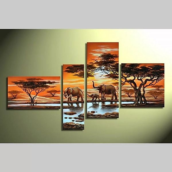 4 Leinwandbilder ELEFANT (1) 140 x 80cm Handgemalt günstig online kaufen