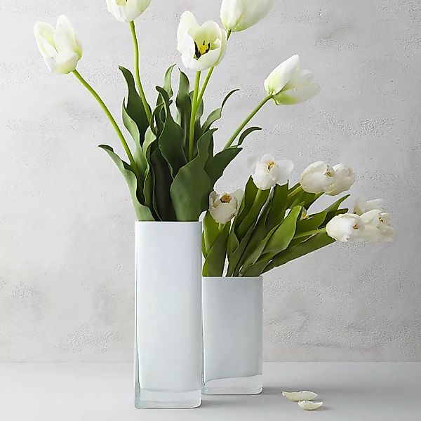 home24 Leonardo Vase Lucca Weiß Farbglas 11x30x9 cm (BxHxT) Modern illumina günstig online kaufen