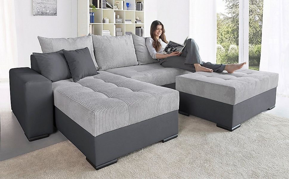 COLLECTION AB Ecksofa Josy L-Form, B: 214 cm in Cord, Cord-Mix, mit Bettfun günstig online kaufen