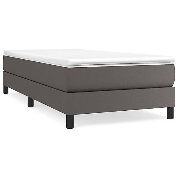 vidaXL Boxspringbett, Boxbett mit Matratze Grau 100x200 cm Kunstleder günstig online kaufen