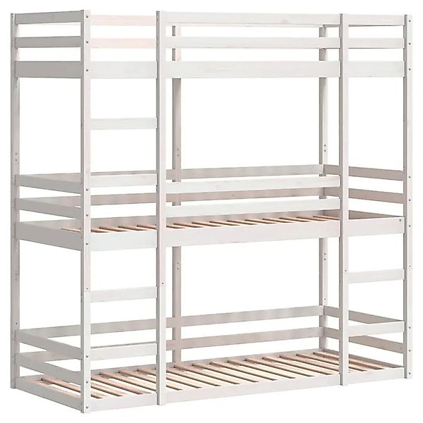 vidaXL Dreifach-Etagenbett Weiß 90x190 cm Massivholz Kiefer 3284258 günstig online kaufen