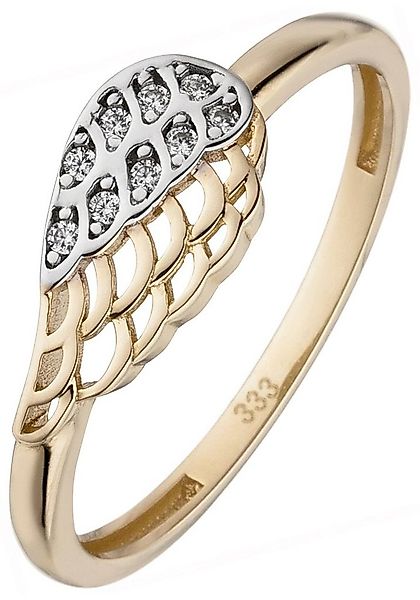 JOBO Fingerring Flügel, 333 Gold bicolor mit 9 Zirkonia günstig online kaufen