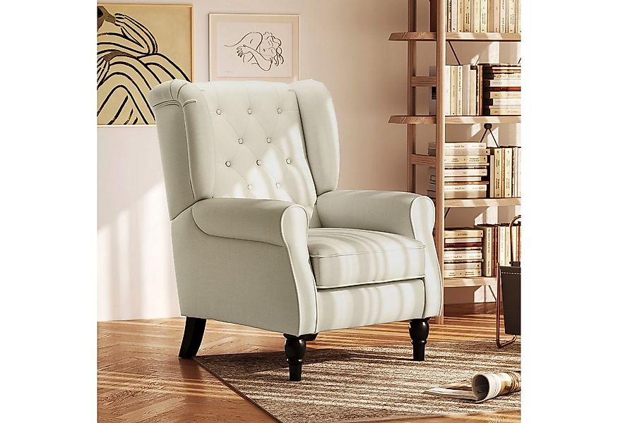 HOMCOM Sessel Einzelsessel, Akzentsessel mit Tufting Holzfüße (Ohrensessel, günstig online kaufen