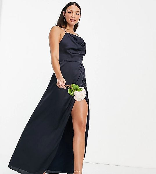 Maya Tall – Bridesmaid – Camisole-Maxikleid aus Satin in Marineblau günstig online kaufen