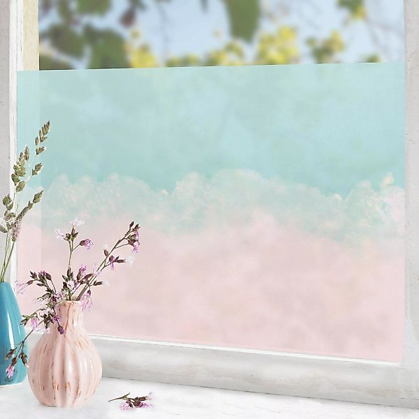 Fensterfolie Wolkiges Farbspiel Rosa Türkis günstig online kaufen