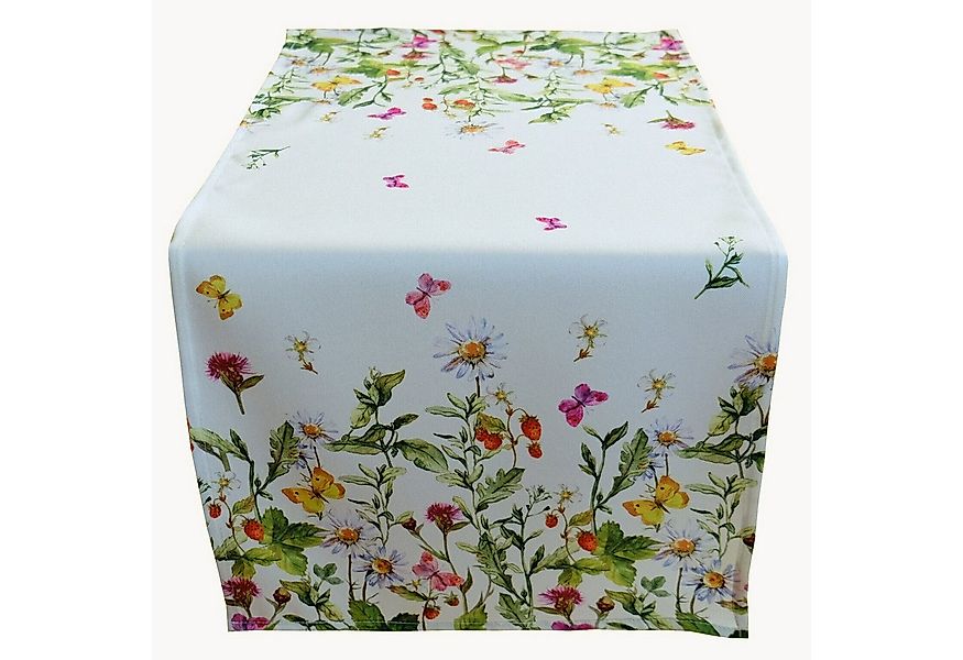 texpot Tischdecke mit Blumen Schmetterlinge Sommerwiese Tischläufer Frühjah günstig online kaufen