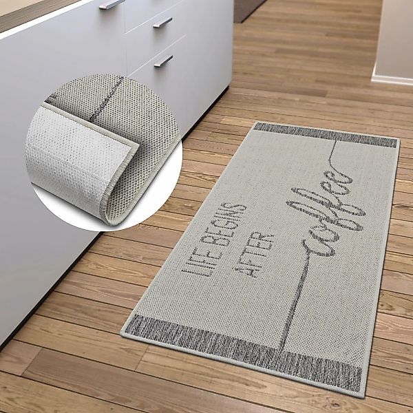 HANSE Home Küchenläufer "Life Begins After Coffee" rechteckig 5 mm Höhe Läu günstig online kaufen