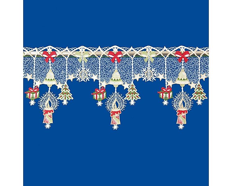 W. Reuter & Sohn - Plauener Spitze® Gardine Stangendeko "Fröhliche Weihnach günstig online kaufen