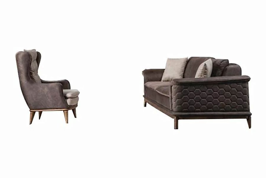 JVmoebel Sofa Sofagarnitur Sofa Luxus Sessel 3+1 Sitzer Stoff Modern Design günstig online kaufen