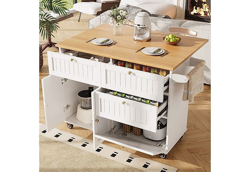 Flieks Küchenwagen mit erweiterbare Arbeitsplatte, Rollen/Holzfüße austausc günstig online kaufen