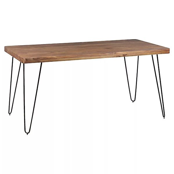 Esstisch BAGLI Massivholz Sheesham 120 cm Esszimmer-Tisch Holztisch Metallb günstig online kaufen