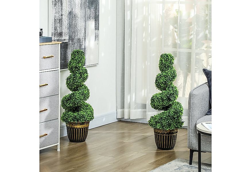 Kunstpflanze Satz von 2 dekorativen künstlichen Pflanzen Topiary Spirale Bu günstig online kaufen