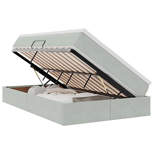 vidaXL Stauraumbett mit Matratze Hellgrau 120 x 200 cm Samt 3370293 günstig online kaufen