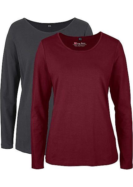 bonprix Langarmshirt (Packung, 2-tlg) Slim fit Passform, Rundhalsausschnitt günstig online kaufen