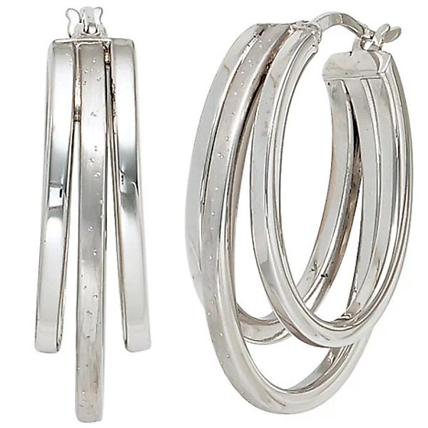 SIGO Creolen 925 Sterling Silber mattiert mit Glitzereffekt Ohrringe Silber günstig online kaufen