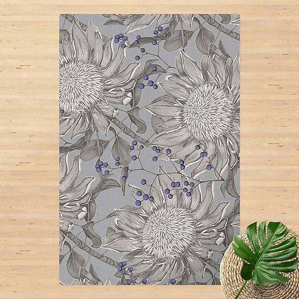 Kork-Teppich Florale Eleganz Blaubeeren günstig online kaufen