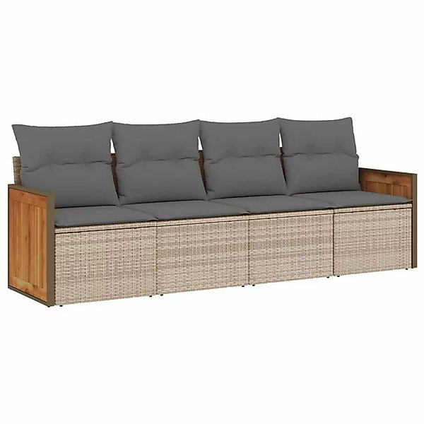 vidaXL 4-Tlg Garten-Sofagarnitur mit Kissen Beige Poly Rattan 3227452 günstig online kaufen