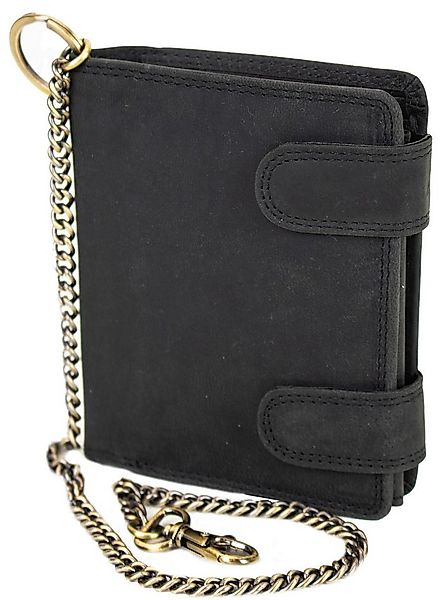 MDM Geldbörse Geldbörse echt Leder Biker Portemonnaie mit Kette, 100 % Rind günstig online kaufen