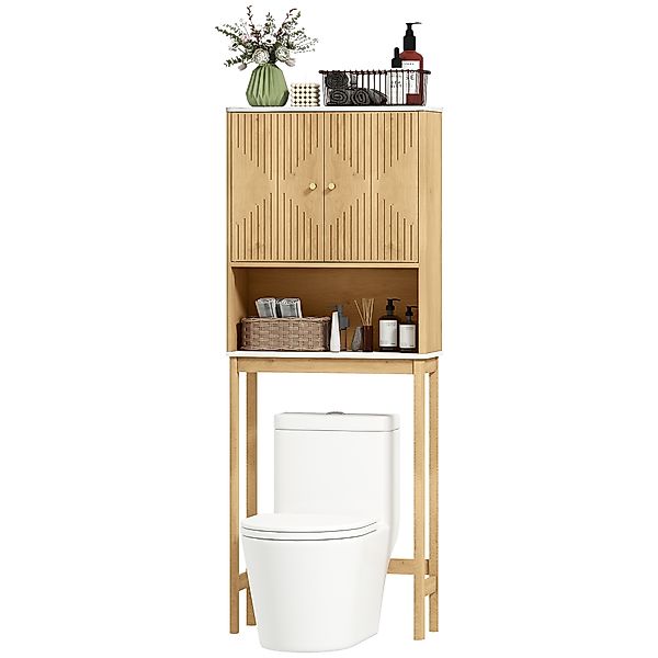 HOMCOM WC-Über-Toilettenmöbel mit Doppeltürenschrank, verstellbarem Regal u günstig online kaufen