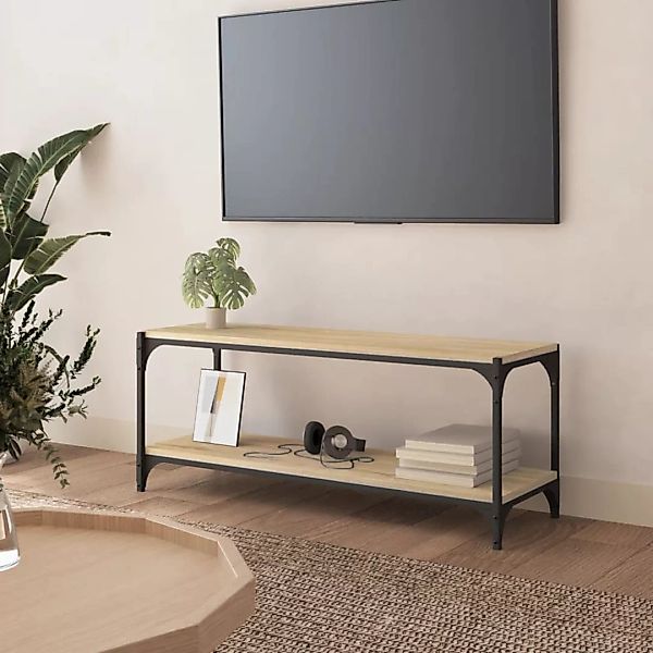Vidaxl Tv-schrank Sonoma-eiche 100x33x41 Cm Holzwerkstoff Und Stahl günstig online kaufen