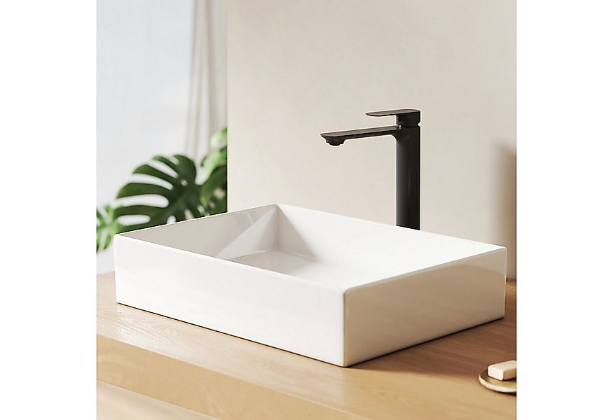 EMKE Aufsatzwaschbecken Keramik Aufsatzwaschbecken 50,5×37 cm rechteckig oh günstig online kaufen